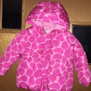 Gymboree Lovable Giraffe Pink Fleece Lined Coat